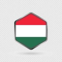Hungary Flag Icon in Hexagon Shape. vector