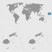 Fiji Map Set with World Location. vector