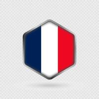 France Flag Icon in Hexagon Shape. vector
