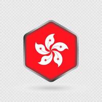 Hong Kong Flag Icon in Hexagon Shape. vector