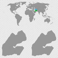 Djibouti Map Set with World Location. vector
