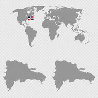 Dominican Republic Map Set with World Location. vector