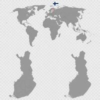 Finland Map Set with World Location. vector