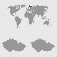 Czech Republic Map Set with World Location. vector