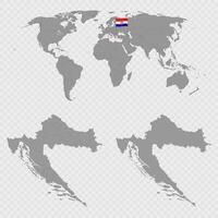 Croatia Map Set with World Location. vector