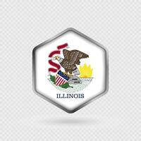 Illinois State Flag Icon in Hexagon Shape. vector
