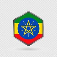 Ethiopia flag icon in hexagon shape. vector