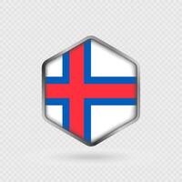 Faroe Islands flag icon in hexagon shape. vector