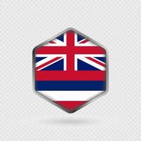 Hawaii State Flag Icon in Hexagon Shape. vector