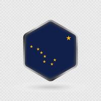Alaska State Flag Icon in Hexagon Shape. vector