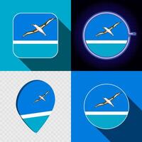 Set of modern icons with the national flag of Midway Atoll. vector