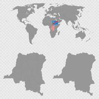Democratic Republic of the Congo Map Set with World Location. vector