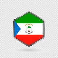 Equatorial Guinea flag icon in hexagon shape. vector
