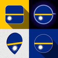 Set of modern icons with the national flag of Nauru. vector