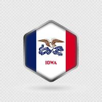 Iowa State Flag Icon in Hexagon Shape. vector