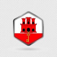Gibraltar Flag Icon in Hexagon Shape. vector