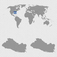 El Salvador Map Set with World Location. vector