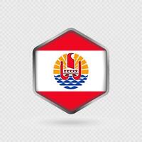 French Polynesia Flag Icon in Hexagon Shape. vector