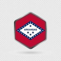 Arkansas State Flag Icon in Hexagon Shape. vector