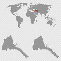 Eritrea Map Set with World Location. vector