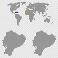 Ecuador Map Set with World Location. vector