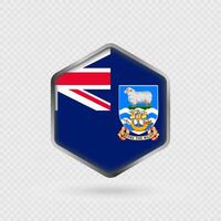 Falkland Islands flag icon in hexagon shape. vector