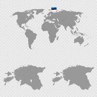 Estonia Map Set with World Location. vector
