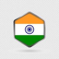 India Flag Icon in Hexagon Shape. vector