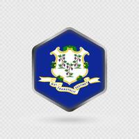 Connecticut State Flag Icon in Hexagon Shape. vector