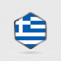 Greece Flag Icon in Hexagon Shape. vector