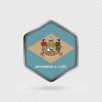 Delaware State Flag Icon in Hexagon Shape. vector