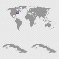 Cuba Map Set with World Location. vector