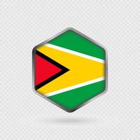 Guyana Flag Icon in Hexagon Shape. vector