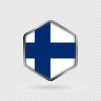 Finland Flag Icon in Hexagon Shape. vector