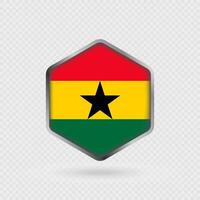 Ghana Flag Icon in Hexagon Shape. vector