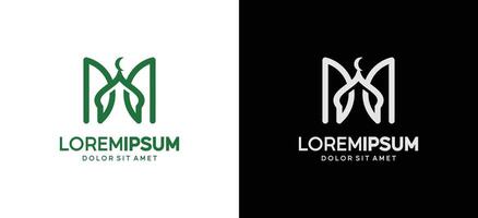 M or DD letter logo design with a mosque dome symbol in the middle in creative line art style vector