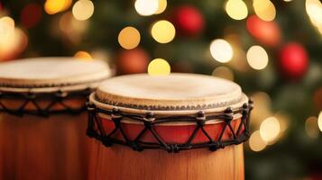Pair of Festive Drums with Bokeh Lighting, Musical Instruments Festive, Bokeh, Celebration Atmosphere photo