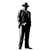 silhouette of a man in a suit and hat vector