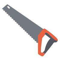 Hand saw with red handle, hand drawn flat illustration vector