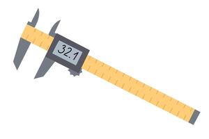 Flat digital caliper illustration for measuring precision in engineering and construction vector