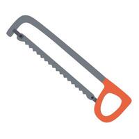 Hand hacksaw with red handle, hand drawn flat illustration vector