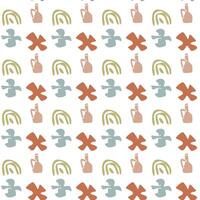 Boho summer elements pattern with abstract shapes and rainbow design vector