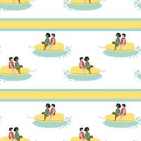 Seamless pattern of diverse couples jet skiing in repeat design vector
