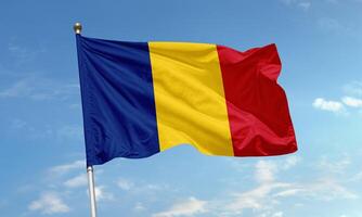 Chad national flag waving in the wind photo