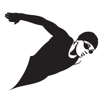 Silhouette of Swimmer Jumping into Water