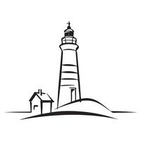 Single Continuous One Line Lighthouse Silhouette vector