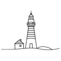 Abstract Lighthouse One Line Drawing on White vector
