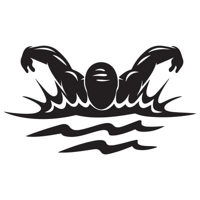 Swimmer Diving Silhouette on White Background
