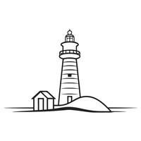 Silhouette of Lighthouse in One Continuous Line vector