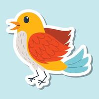 Flat style bird sticker featuring a charming and minimal look. Ideal for fun stationery, kids designs, digital elements, or nature-themed creative projects. vector